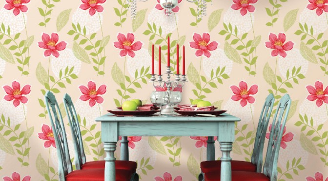 Coloroll Salsa Floral Wallpaper – Red and Cream
