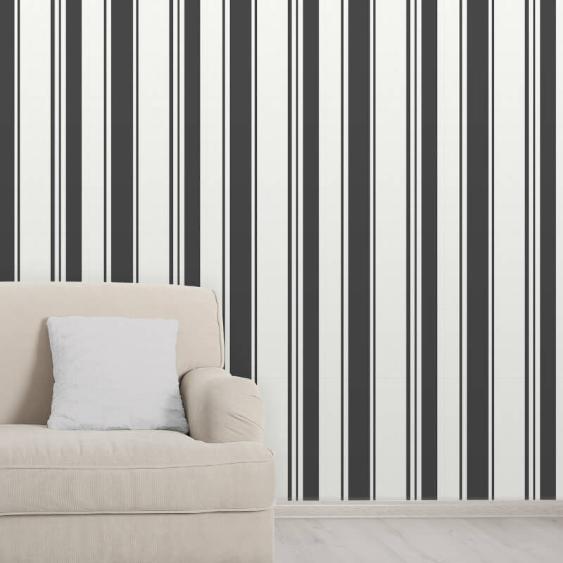 Fine Decor Isobelle Stripe Black/Silver Wallpaper Striking Texture