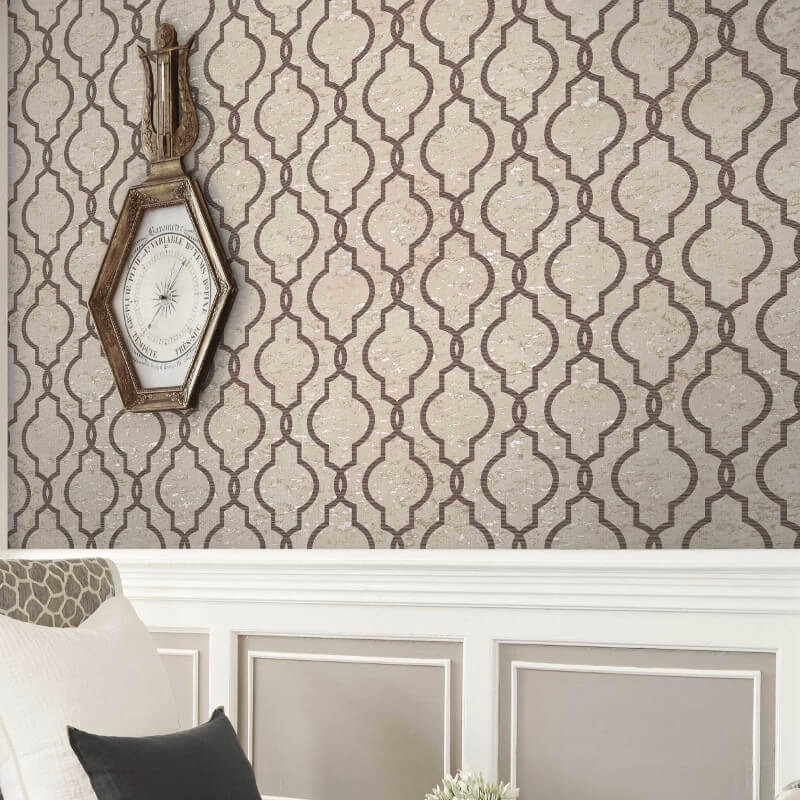 Cork Effect Trellis Taupe Wallpaper